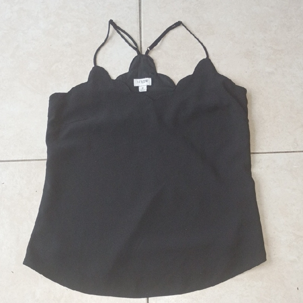 J. Crew Black Scalloped V-Neck Camisole